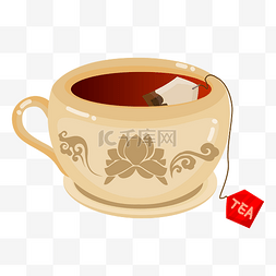 茶叶花纹图片_花纹的茶壶茶具插画