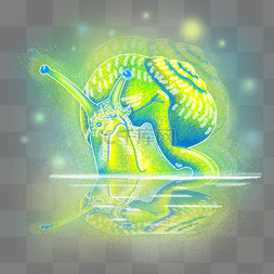 绿色水波图片_梦幻动物蜗牛