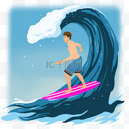 紫色冲浪板蓝色短裤男孩