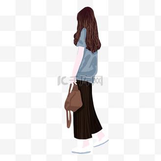 长发背影背影图片素材_春夏ins长发女孩背影