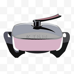 简约厨房用品图片_紫色装饰立体锅插图