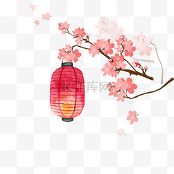 中国风树枝装饰图片_红色的植物免抠图