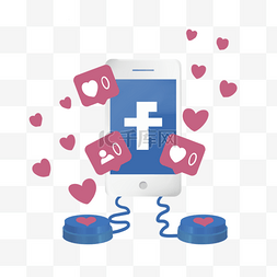 社交媒体的图标图片_像按钮立体声手机Facebook社交媒体