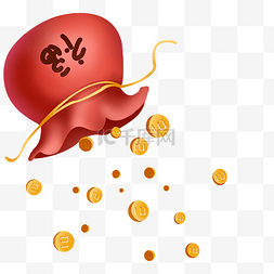 新年红包雨图片_红色福袋红包雨