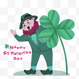 手绘st・patricks day绿色卡通人物