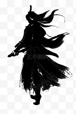水墨古风人物功夫武术武林剪影武侠中国风水墨战斗人物篮球运动主题