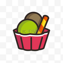卡通冰淇淋圆球图标免扣图