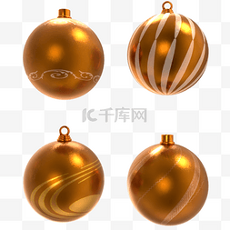 圣诞节渐变图片_金色条纹圣诞装饰球