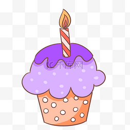 一支蜡烛紫色蛋糕插画