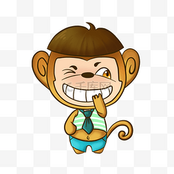 猴子尾巴卡通图片_偷笑的猴子