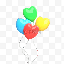 感恩素材图片_立体红色爱心气球