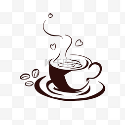 咖啡杯热气图片_手绘热气咖啡剪影咖啡豆