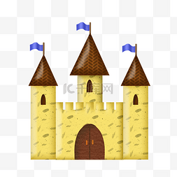 三面堡垒图片_彩色城堡建筑插图
