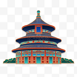 复古建筑房子图片_立体金边中式建筑