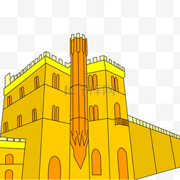 黄色卡通城堡矢量图
