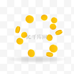 黄色金币漂浮