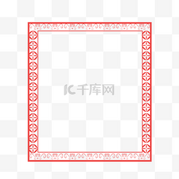 剪纸简约中国图片_红色古风花纹剪纸方形边框