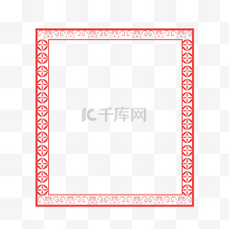 古风方形边框图片_红色古风花纹剪纸方形边框