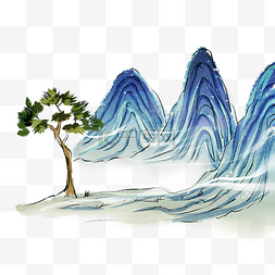 古典工笔山水国画中国风景色