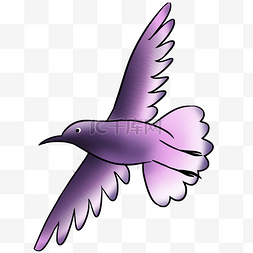 紫色手绘飞舞的小鸟元素