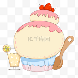 木勺图片_夏日冰淇淋小甜品边框