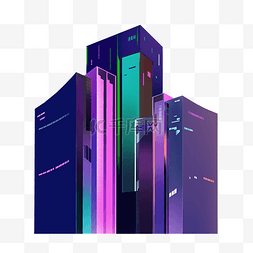 赛博朋克抽象海报图片_赛博朋克紫色高楼