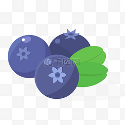 绿色装饰手绘叶子图片_手绘彩色零食美食蓝莓