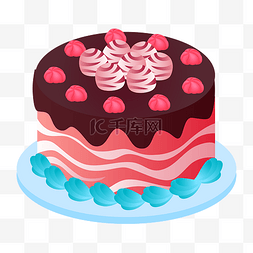 草莓蛋糕手绘图片_草莓奶油蛋糕PNG免抠