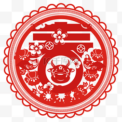 春年大吉图片_新年春字牛年窗花剪纸