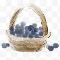 蓝莓水墨图片_传统水墨一篮子蓝莓