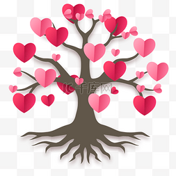 爱情装饰元素图片_粉色爱情树装饰