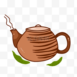 茶具插画图片_一壶热茶装饰插画