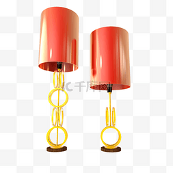 台灯装饰图片_C4D创意写实高矮台灯