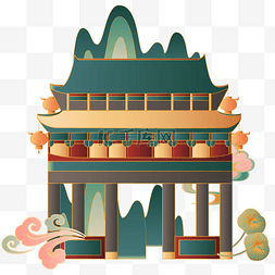 中式风庭院图片_国潮中式建筑