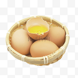 编织筐食物鸡蛋