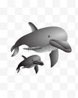 海豚免抠图图片_矢量免扣海豚灰色