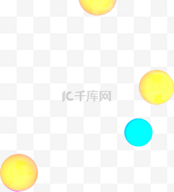 蓝色漂浮立体球图片_C4D黄蓝色漂浮球球