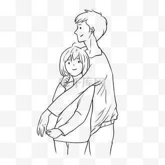 线稿情侣人头图片素材_情人节线描情侣线条