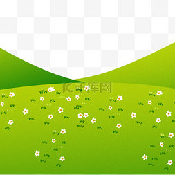绿色雨水海报图片_花朵装饰的山景风光