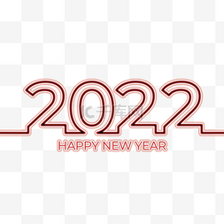 2022线条数字图片_2022红色线条字体