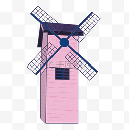 粉蓝色的风车插画