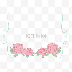玫瑰花标题框图片_浪漫粉色手绘玫瑰花标题框