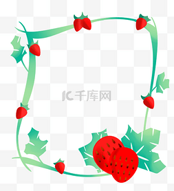 立体植物图片_草莓边框插画