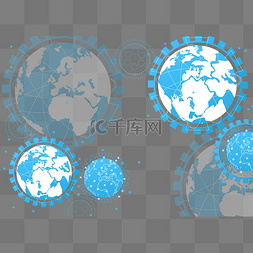 科技感蓝色地球图片_科技感蓝色齿轮地球