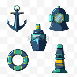 海洋轮船和船锚