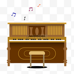 木质乐器图片_木质黄色钢琴