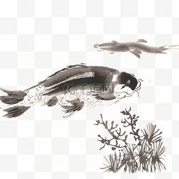 中国风黑色的鲤鱼