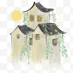 中国古风房子图片_中国风水墨房子