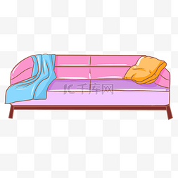 插画粉色沙发图片_粉色家具沙发插画
