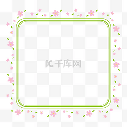 粉色植物花框图片_森系可爱粉色漂浮樱花边框
